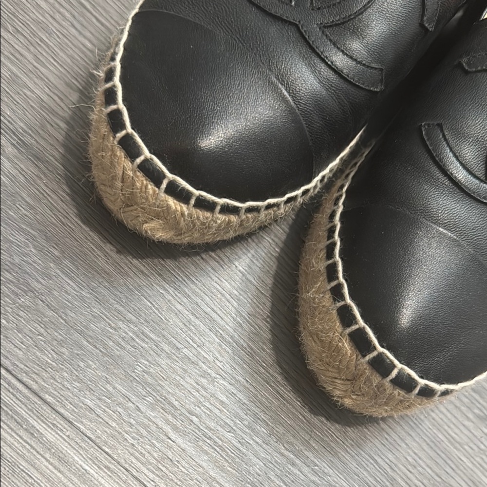 Authentic CHANEL Black Leather Espadrilles - Picture 7 of 10